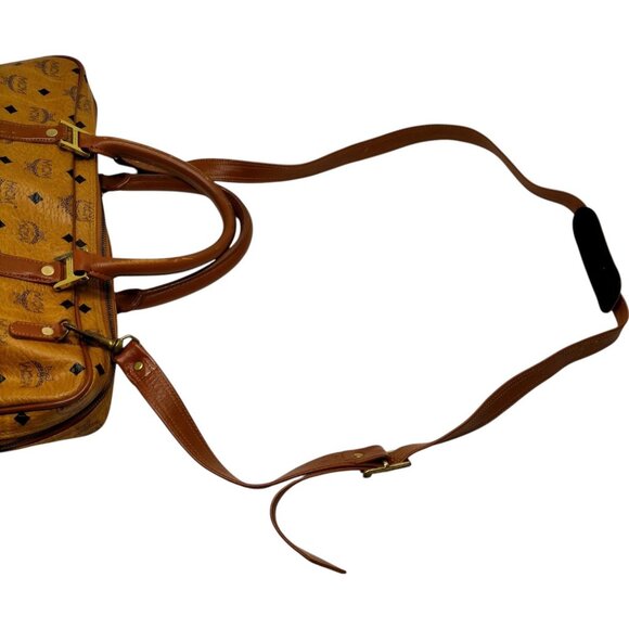 (L4) Authentic MCM Crossbody Bag Brown PVC Luxury Vintage Designer Handbag - Picture 3 of 9